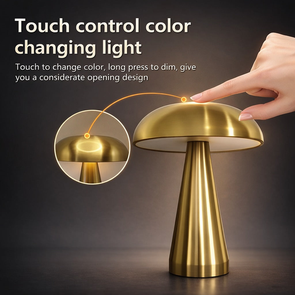 Rechargeable Retro Mushroom Table Lamp Touch LED Light