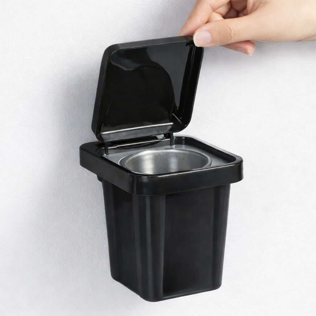 Wall Mounted Stainless Steel Ashtray Dustproof Lid Modern Design