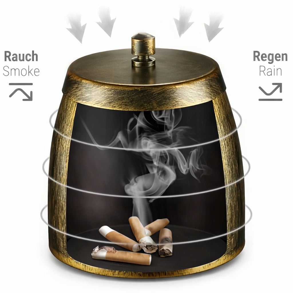 Iron Ashtray With Lid Windproof Smokeless Odorless Outdoor Ash Tray