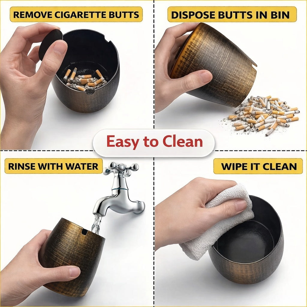 Iron Ashtray with Lid | NMG Decor Windproof Smokeless Outdoor