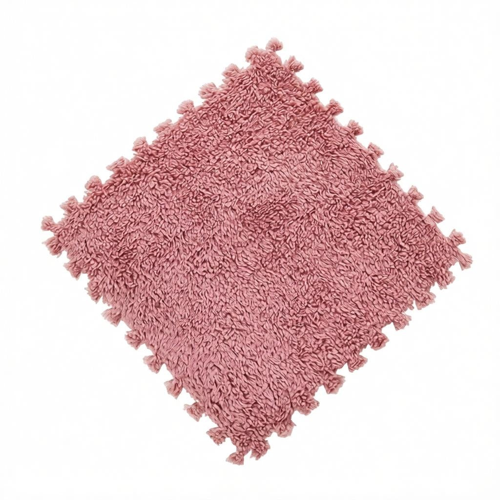 10PCS Plush Puzzle Floor Mat 30x30cm Soft Interlocking Fluffy Playmat Rug