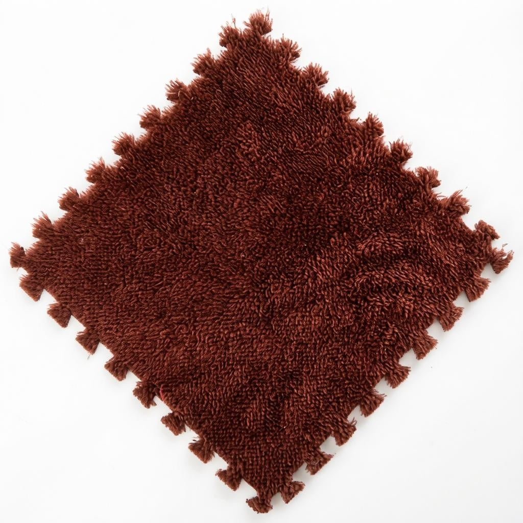 10PCS Plush Puzzle Floor Mat 30x30cm Soft Interlocking Fluffy Playmat Rug